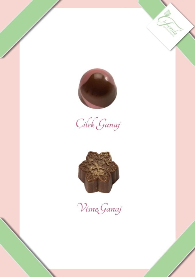 Artizan Vişne ve Çilek Ganaj Dolgulu Çikolata