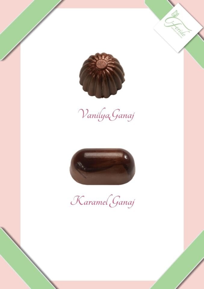 Artizan Karamel ve Vanilya Ganaj Dolgulu Çikolata